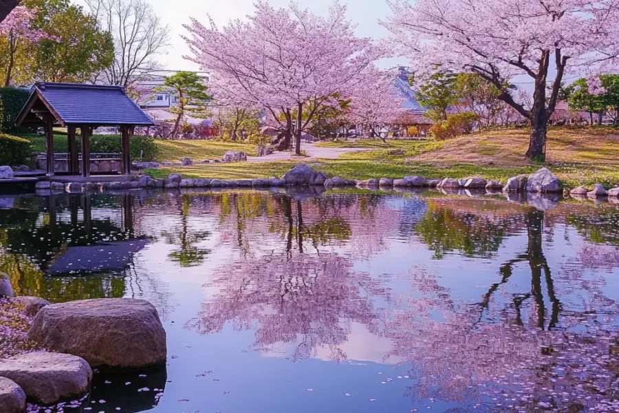 japanese_ponds_in_garden_cherry_blossom